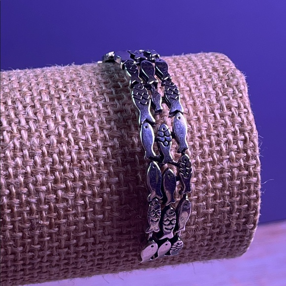 School of Fish triple row 925 Silver Cuff Bracelet